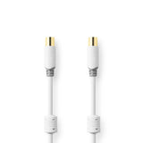 Cable Coaxial | IEC (Coaxial) Macho Hembra Chapado en oro 75 Ohm Doble Blindado 3.00 m Redondo PVC Blanco Caja de Ventana