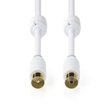 Cable Coaxial | IEC (Coaxial) Macho Hembra Chapado en oro 75 Ohm Doble Blindado 3.00 m Redondo PVC Blanco Caja de Ventana