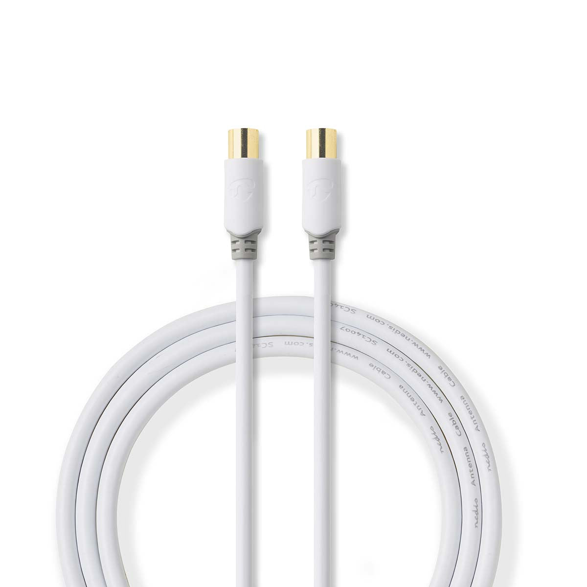 Cable Coaxial | IEC (Coaxial) Macho Hembra Chapado en oro 75 Ohm Doble Blindado 3.00 m Redondo PVC Blanco Caja de Ventana