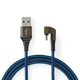 Cable USB | 2.0 Usb-a Macho Type-c ? 480 Mbps Chapado en oro 1.00 m Redondo Nylon / Trenzado Azul Negro Caja de Ventana