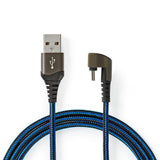 Cable USB | 2.0 Usb-a Macho Type-c ? 480 Mbps Chapado en oro 2.00 m Redondo Nylon / Trenzado Azul Negro Caja de Ventana