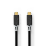 Cable USB | 3.2 Gen 2x2 Type-c ? Macho 20 Gbps 100 W Chapado en oro 1.00 m Redondo PVC Antracita Caja de Ventana