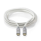 Cable USB | 3.2 Gen 2x2 Type-c ? Macho 20 Mbps 100 W Chapado en oro 1.00 m Redondo Nylon / Trenzado Plata Caja de Ventana