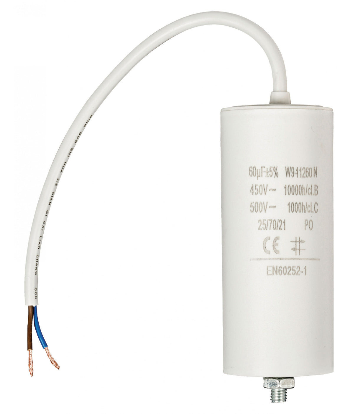 Capacitor 60.0uf / 450 V + Cable Lavadoras y Lavavajillas