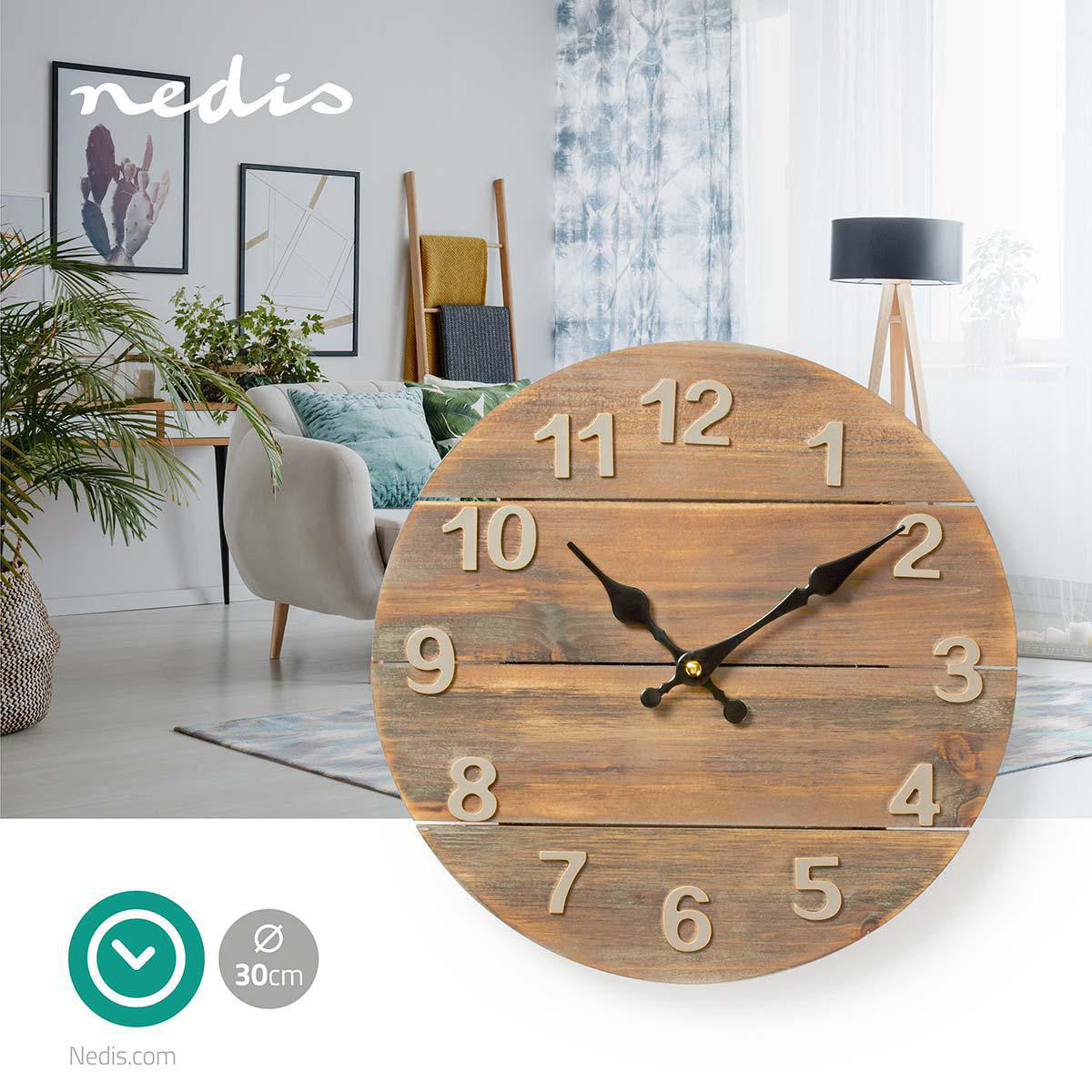 Reloj de Pared Circular | 30 cm Diámetro Madera