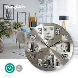 Reloj de Pared Circular | 40 cm Diámetro Marco Foto Plata Hogar y Oficina