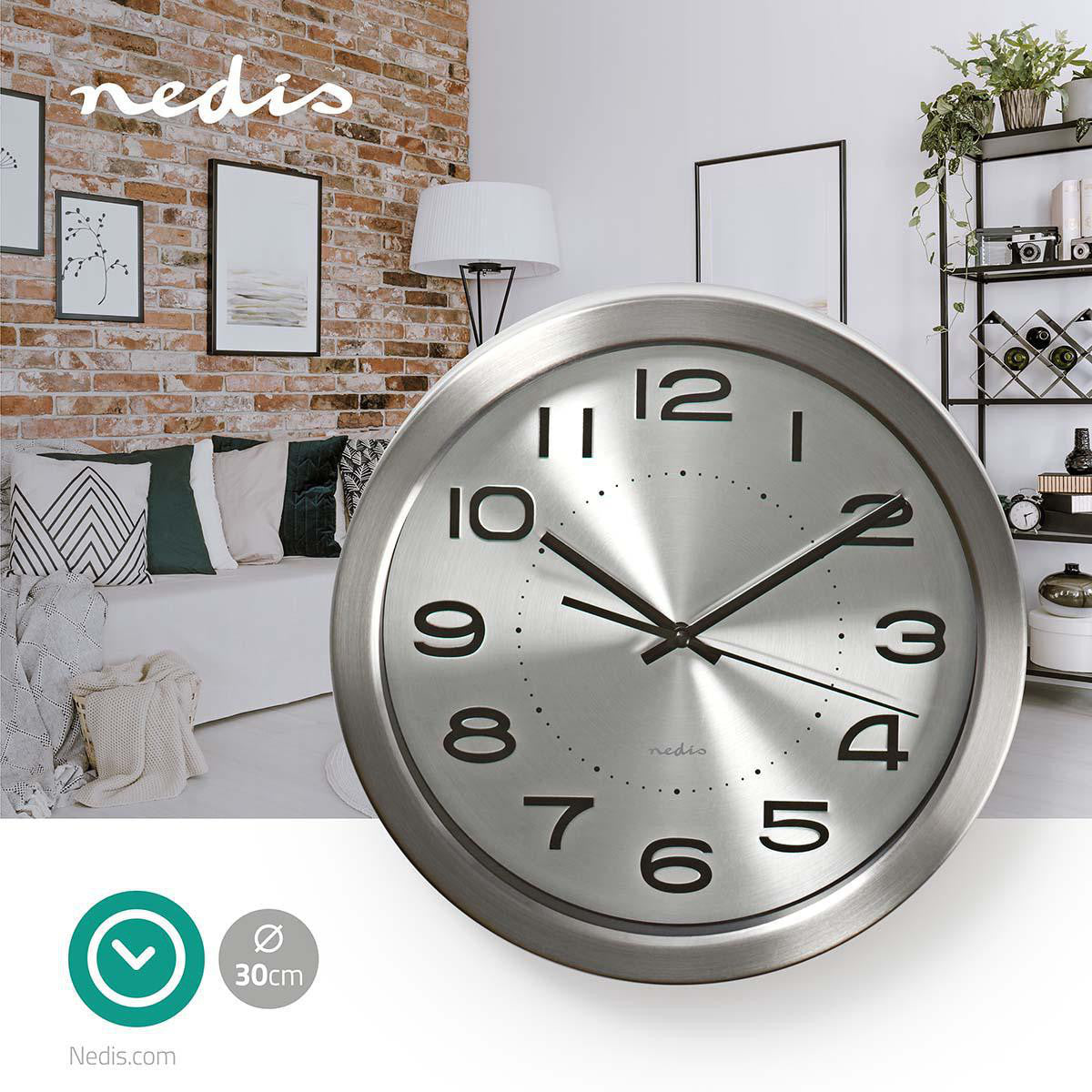 Reloj de Pared Circular | 30 cm Diámetro Acero Inoxidable