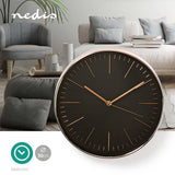 Reloj de Pared Circular | 30 cm Diámetro Negro y Rosa Dorado Hogar Oficina