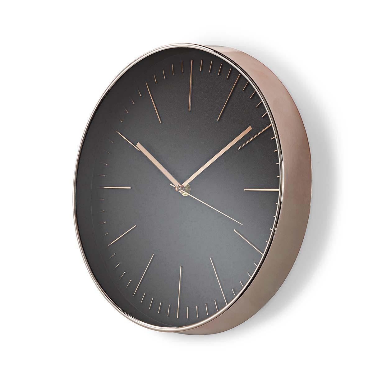 Reloj de Pared Circular | 30 cm Diámetro Negro y Rosa Dorado Hogar Oficina