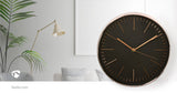 Reloj de Pared Circular | 30 cm Diámetro Negro y Rosa Dorado Hogar Oficina