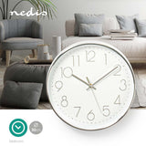 Reloj de Pared Circular | 30 cm Diámetro Blanco y Plata Hogar Oficina