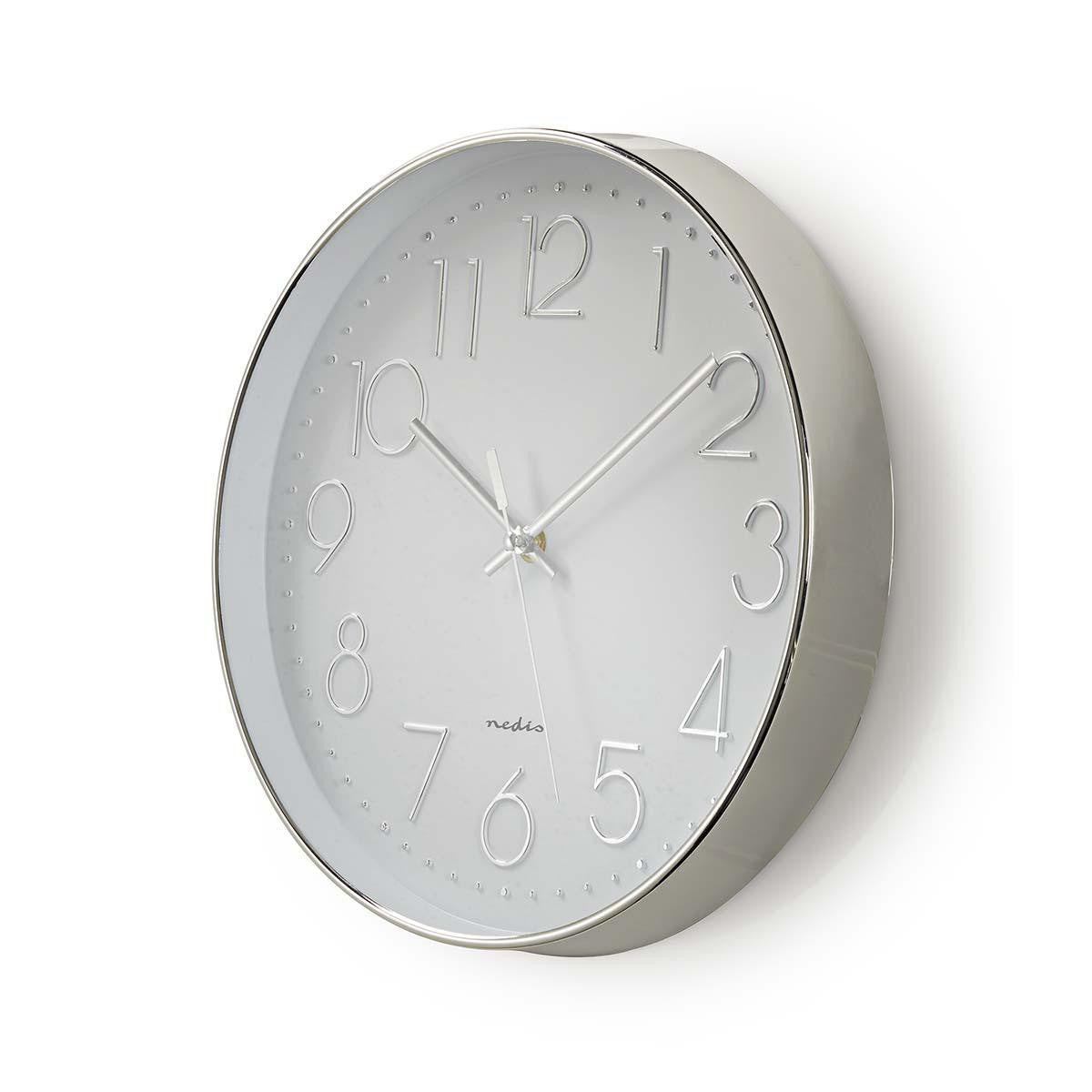 Reloj de Pared Circular | 30 cm Diámetro Blanco y Plata Hogar Oficina