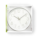 Reloj de Pared Circular | 30 cm Diámetro Blanco y Plata Hogar Oficina