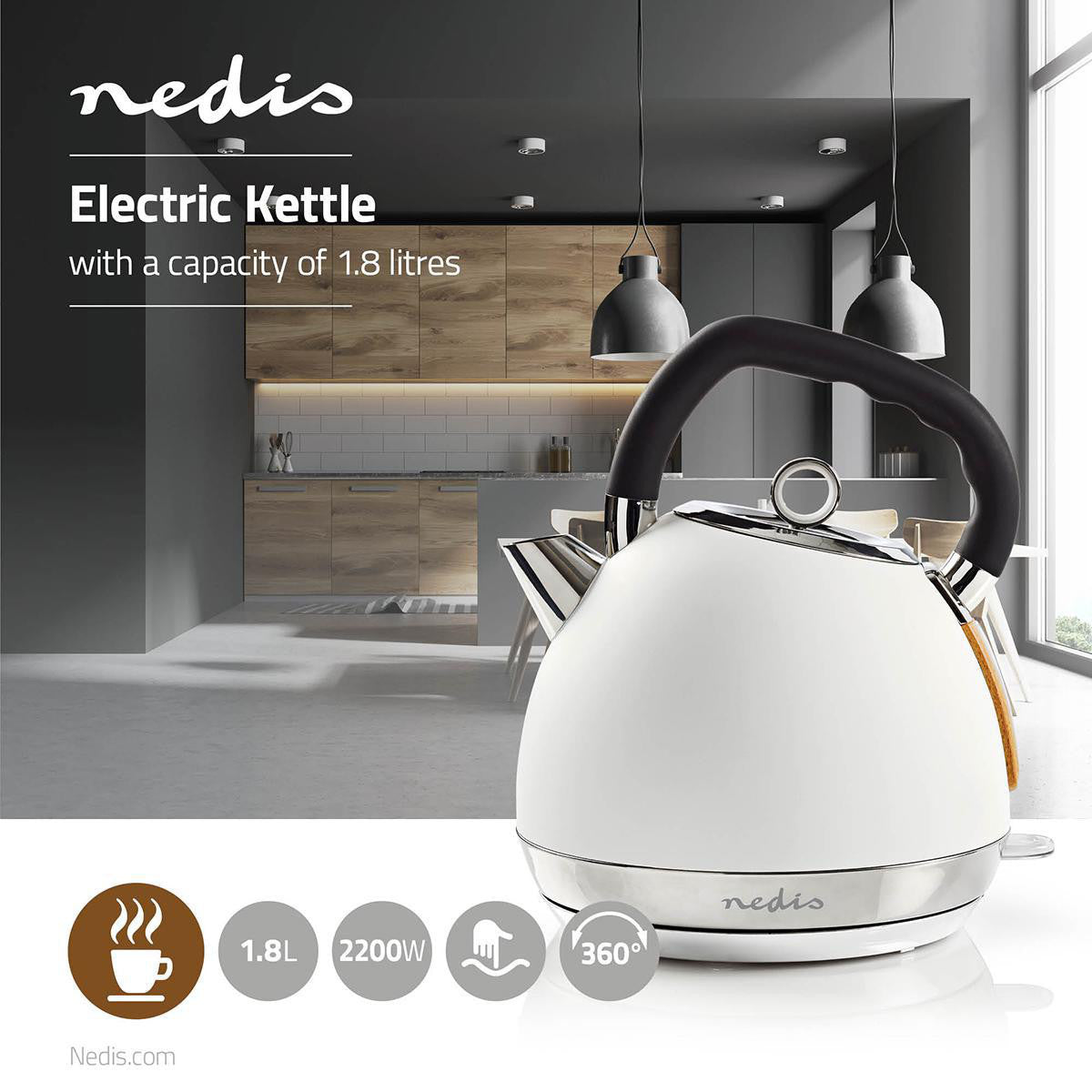 Hervidora Eléctrica | 1,8 L Suave al Tacto Blanco Accesorios Cocina