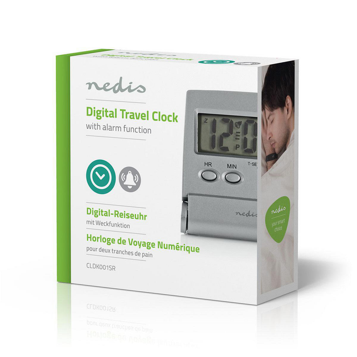 Reloj Despertador de Viaje Digital | Plano Plegable Plata Despertadores