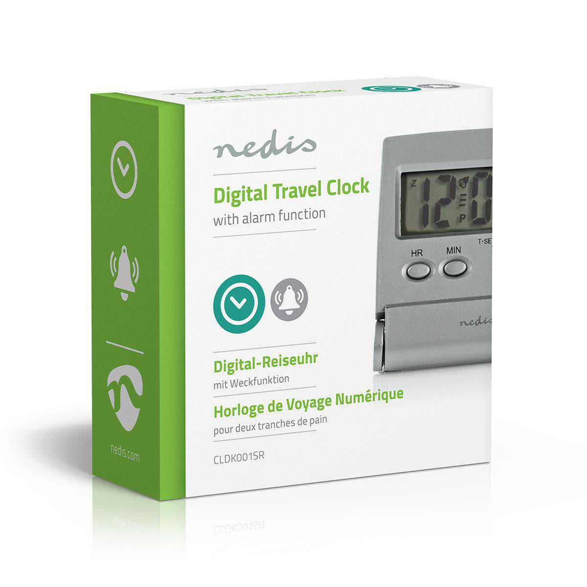 Reloj Despertador de Viaje Digital | Plano Plegable Plata Despertadores