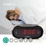 Radiodespertador Digital | Pantalla LED de 0,6" FM 20 Presintonías Función Retardo Alarma