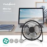 Miniventilador de Metal | 10 cm Diámetro Alimentación por USB Negro