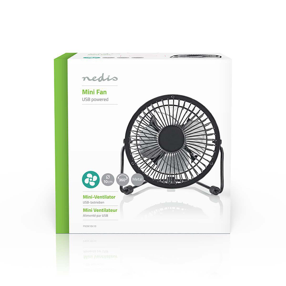 Miniventilador de Metal | 10 cm Diámetro Alimentación por USB Negro