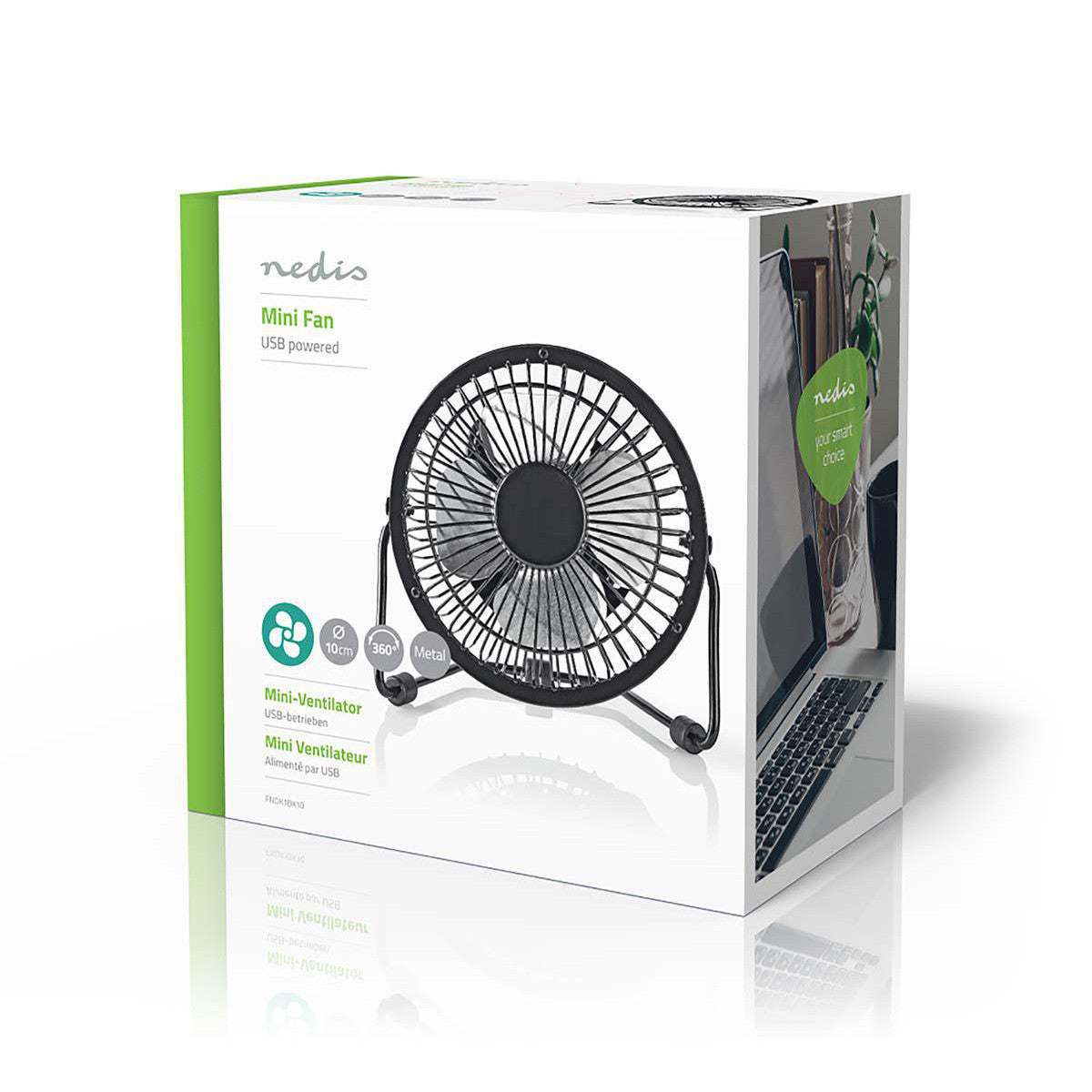 Miniventilador de Metal | 10 cm Diámetro Alimentación por USB Negro