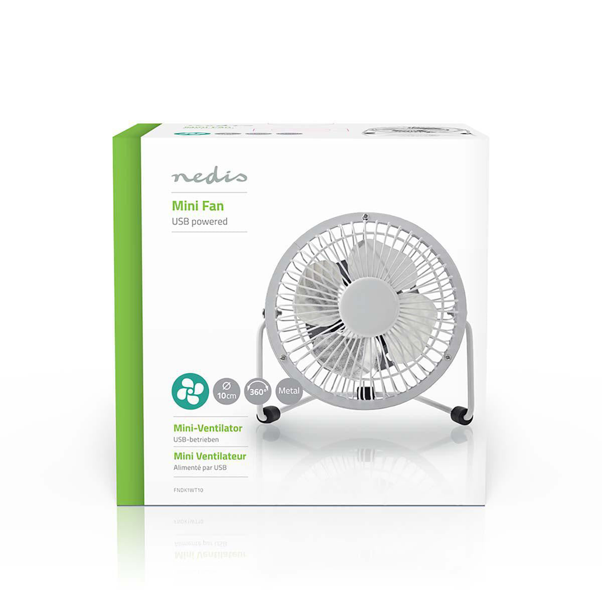 Miniventilador de Metal | 10 cm Diámetro Alimentación por USB Blanco