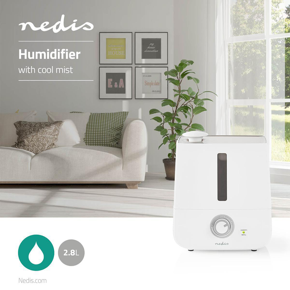 Humidificador | 2,8 L Vapor Frío Parada Automática Salud