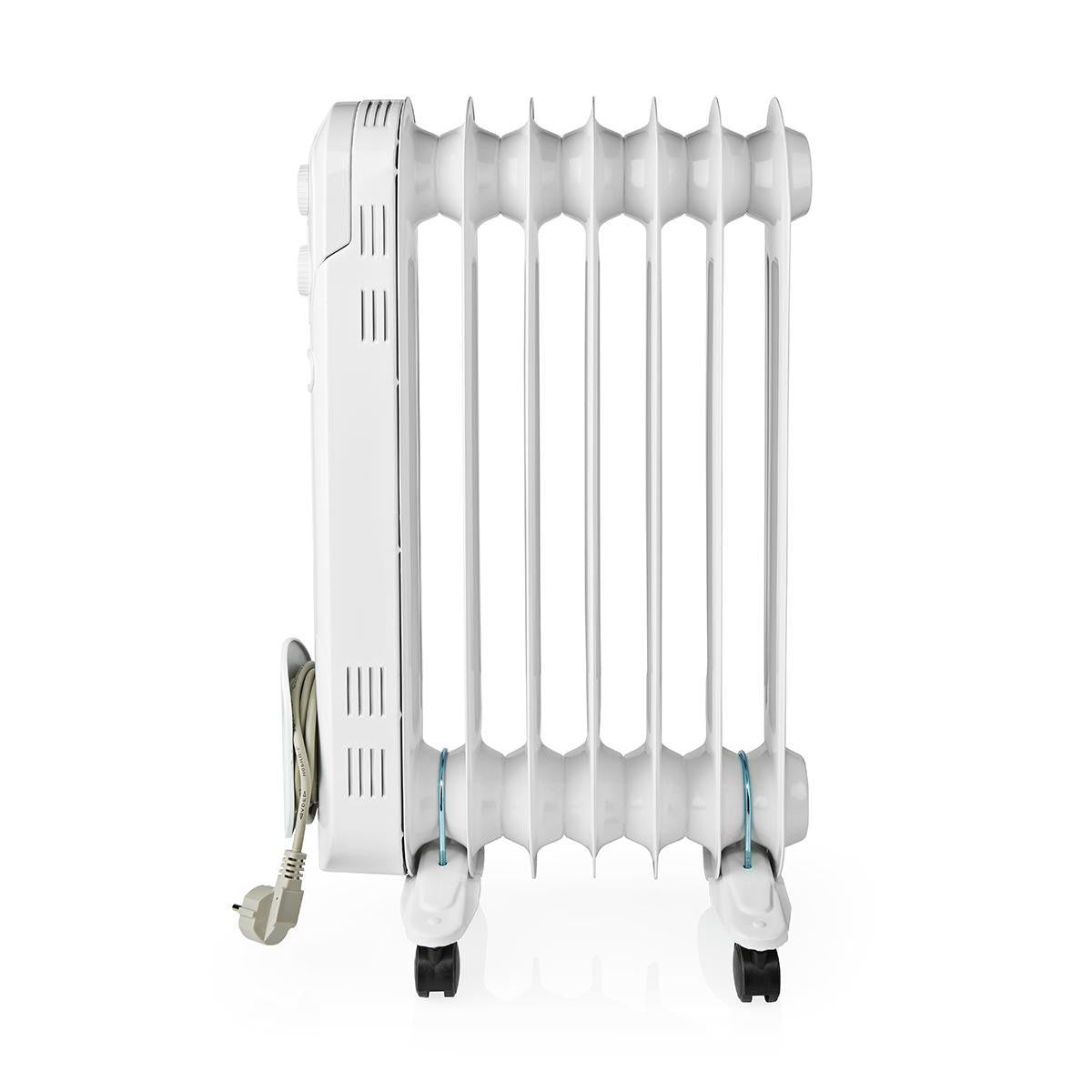 Radiador de Aceite Portátil | 600 / 900 1500 W 7 Aletas Termostato Ajustable 3 Configuraciones Calor Protección Contra Caidas B