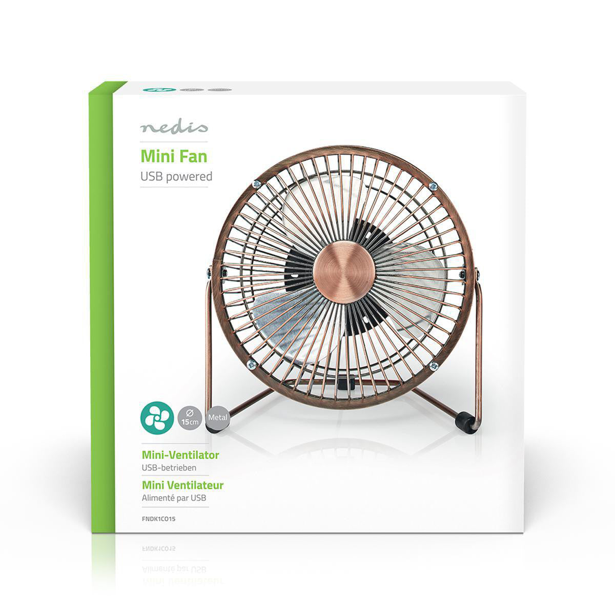 Ventilador de Mesa | Alimentado por USB Diámetro: 15 cm 3 W 1 Velocidad Cobre