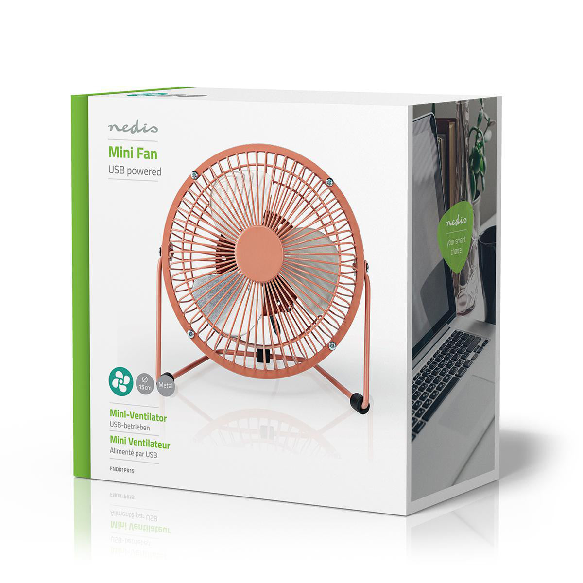 Ventilador de Mesa | Alimentado por USB Diámetro: 15 cm 3 W 1 Velocidad Rosa Vintage