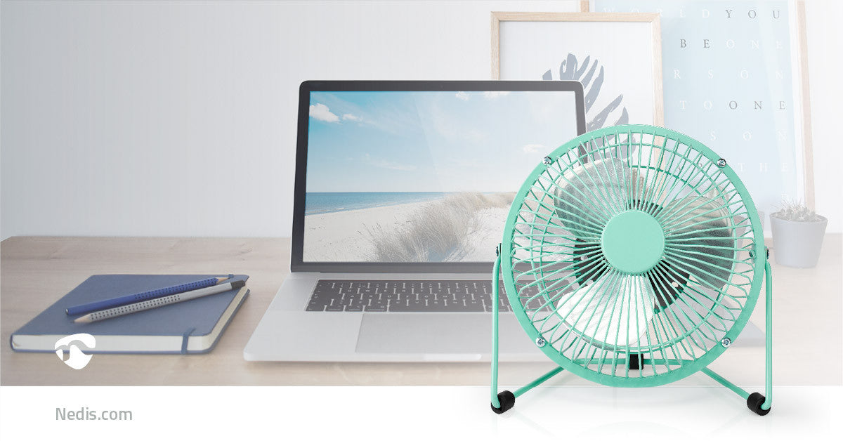 Ventilador de Mesa | Alimentado por USB Diámetro: 15 cm 3 W 1 Velocidad Turquoise Climatización