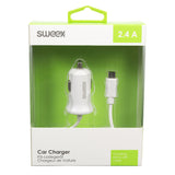 Cargador Para Coche Micro USB de 2,4 A en Color Blanco