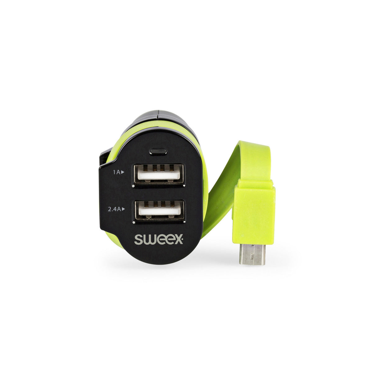 Cargador de Coche 3-salidas 6 A 2 x USB / Micro Negro/verde