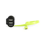 Cargador de Coche 3-salidas 6 A 2 x USB / Micro Negro/verde