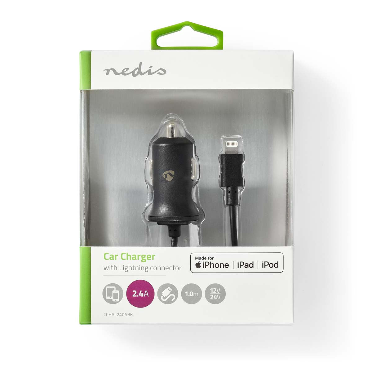 Cargador Para Coche | 2,4 A Cable Fijo Conector Lightning de Apple Negro