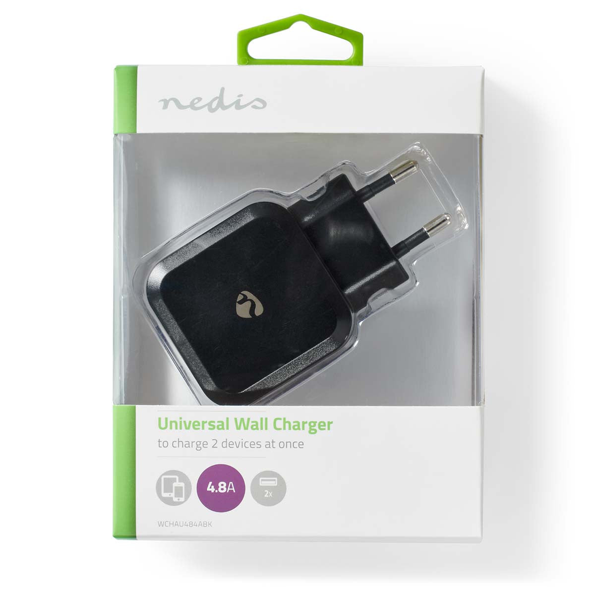 Cargador de Pared | 4,8 A 2 Salidas Usb-a Negro