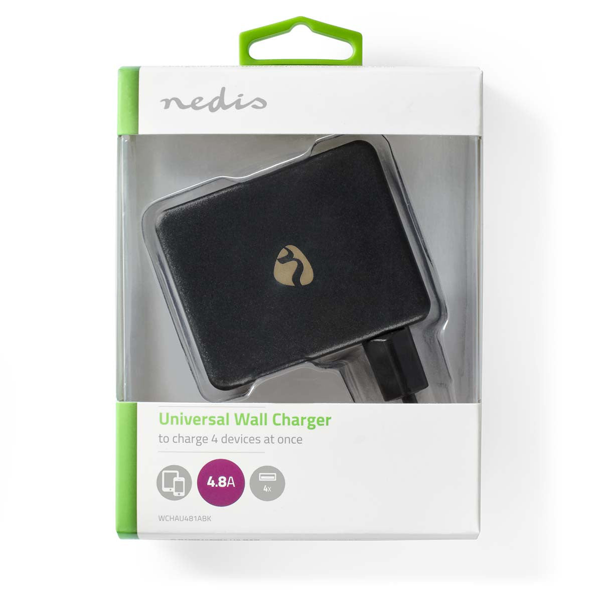 Cargador de Pared | 4,8 A 4 Salidas Usb-a Negro