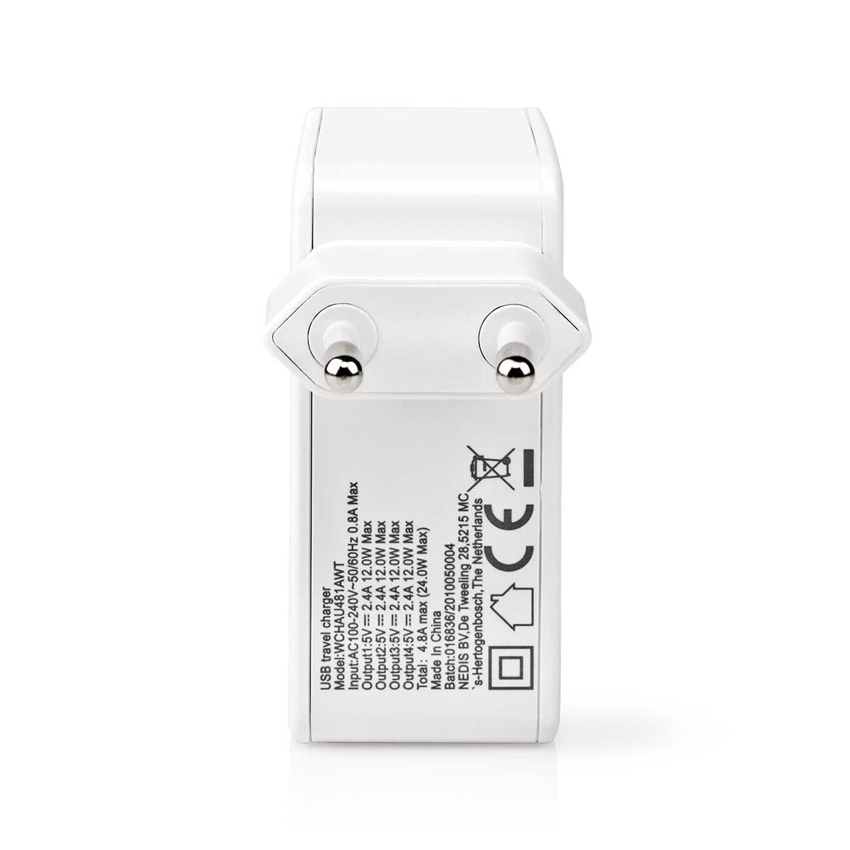 Cargador de Pared | 4,8 A 4 Salidas Usb-a Blanco