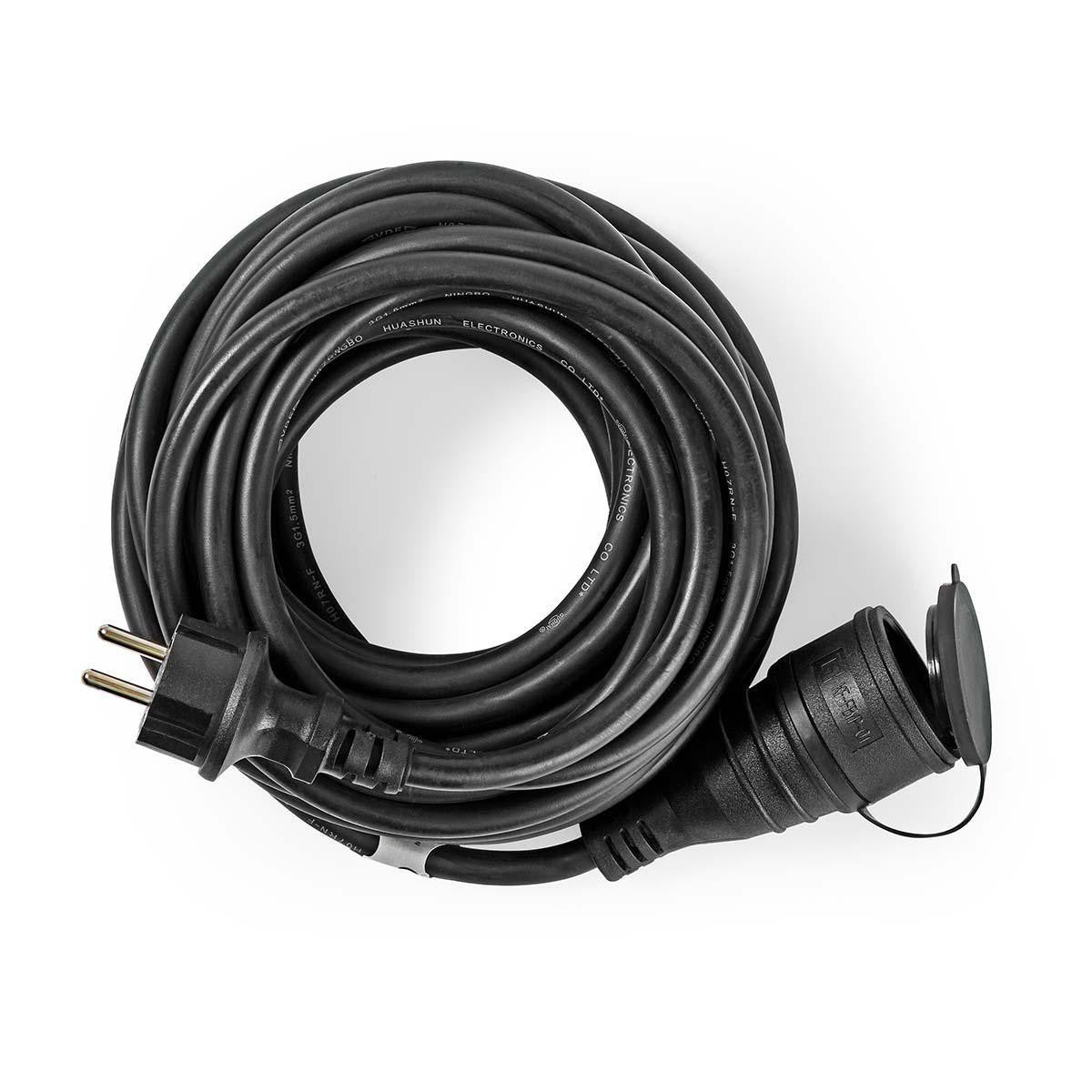 Cable Alargador de Alimentación | 20 m H05vv-f 3G1.5 Ip44 Negro