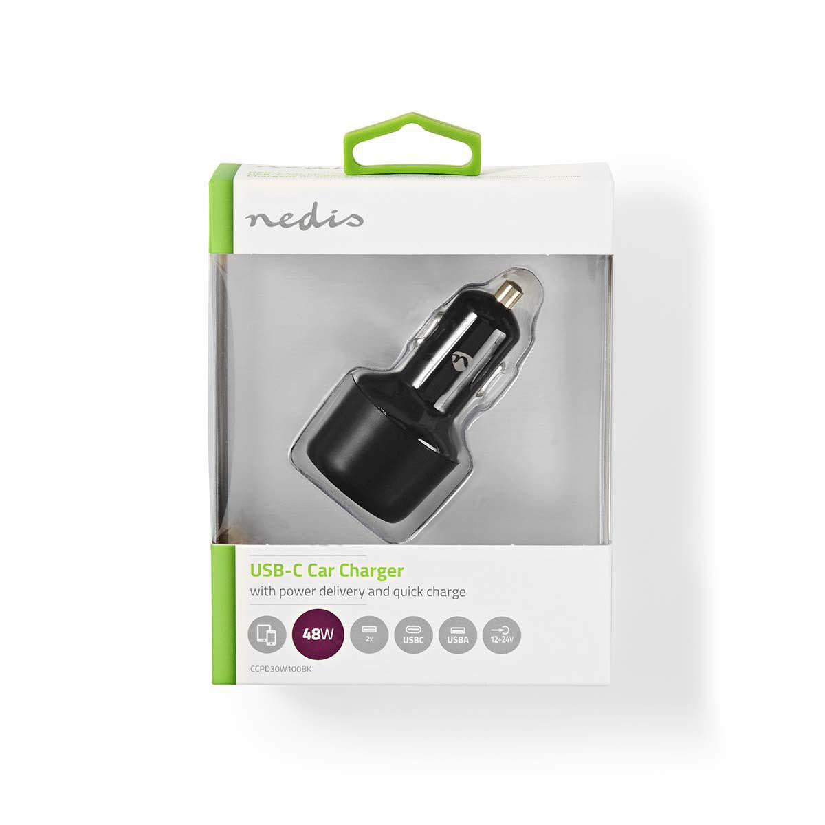 Cargador Para Coche | 3,0 A USB (QC 3.0)/Usb-c Suministro de Potencia 30 W Negro