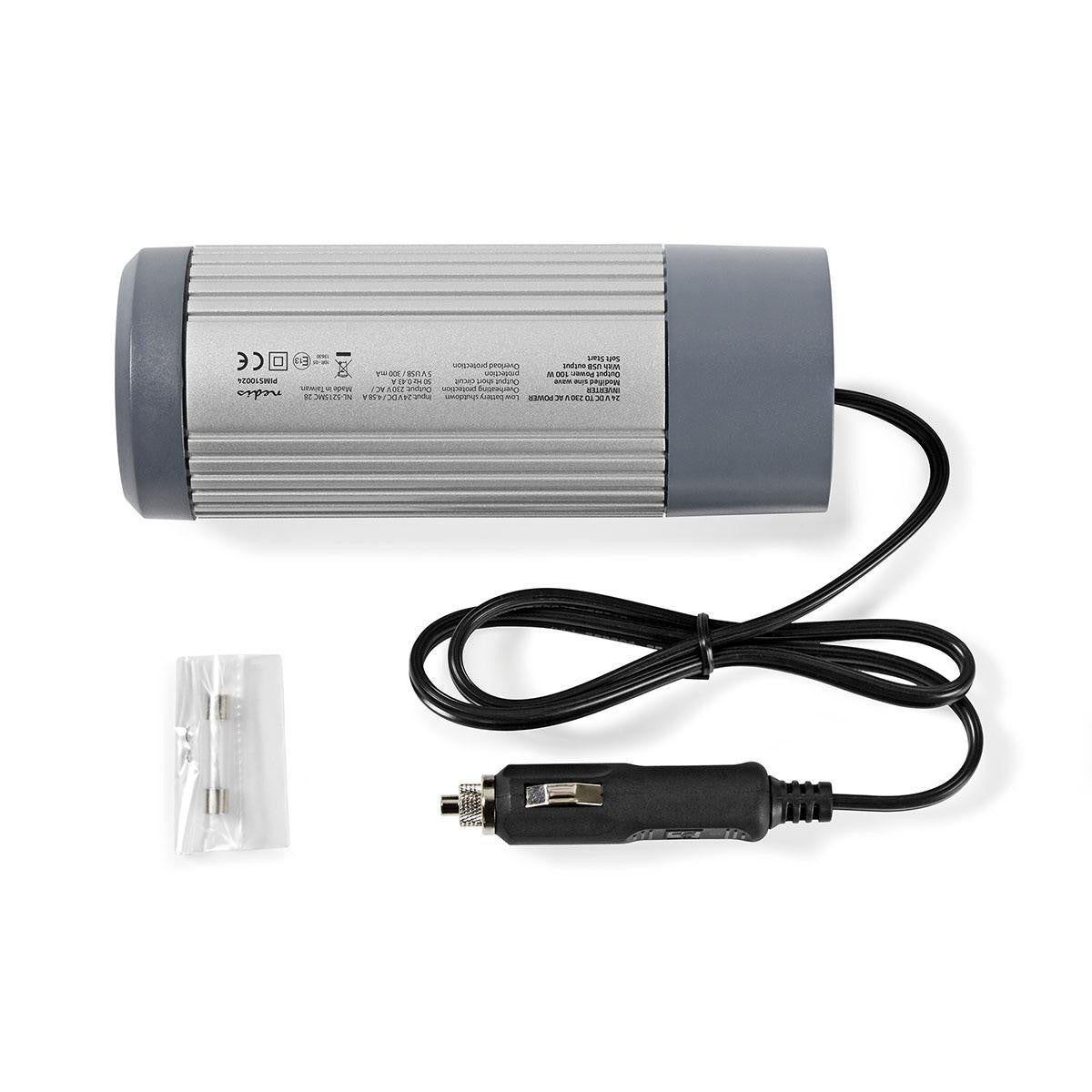 Inversor de Potencia Onda Sinusoidal Modificada | 24 V CC - 230 CA 100 W 1x Conector Schuko Salida USB Inverter