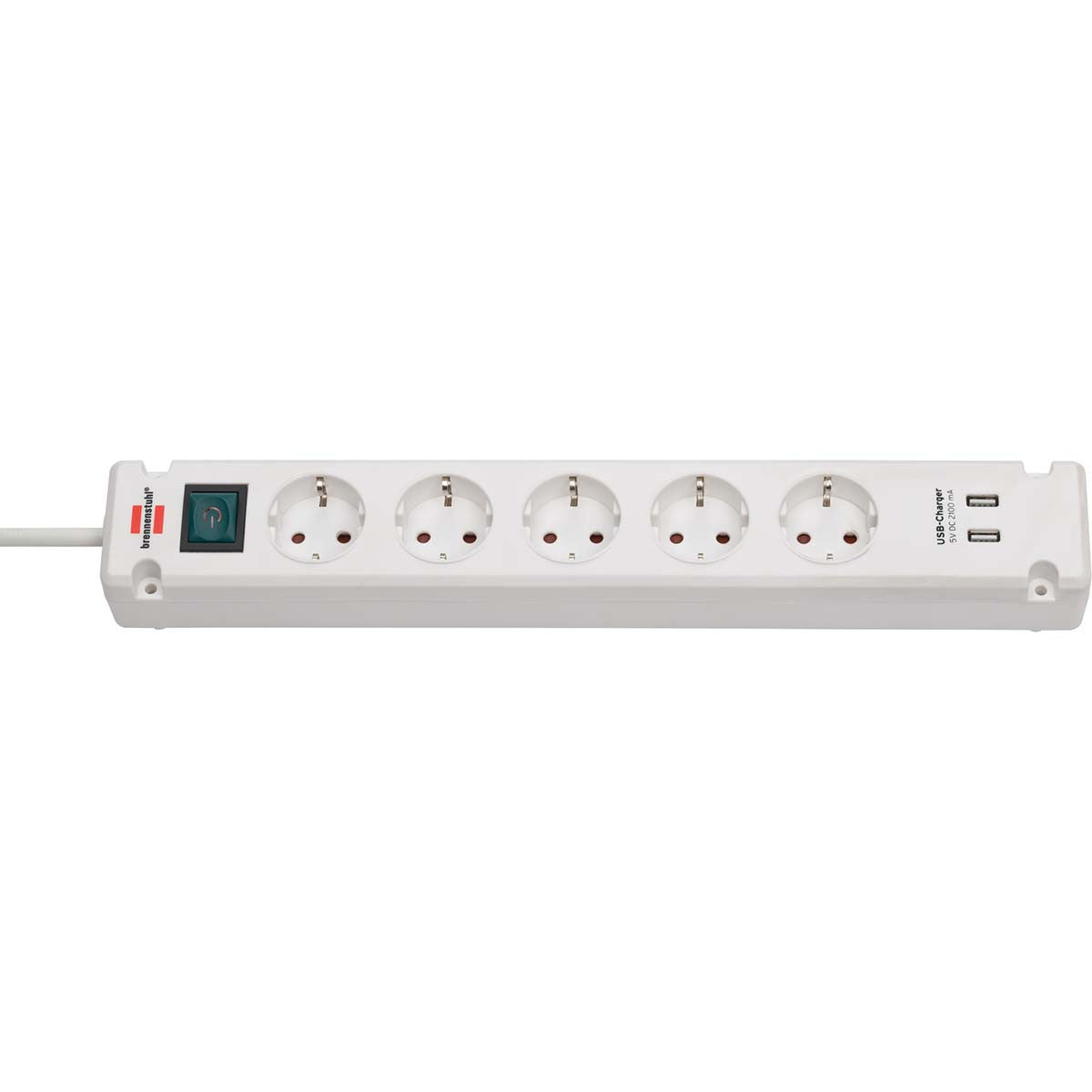 Brennenstuhl Bremounta Extension Socket 5-way 2x USB White 3m H05vv-f 3G1.5