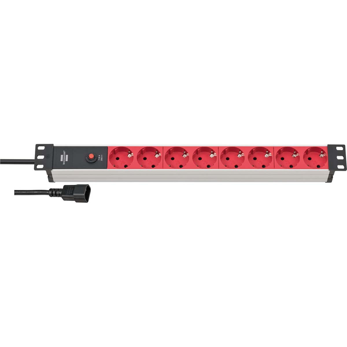 Enchufe de Extensión 2 m Negro/rojo - Schuko Regletas