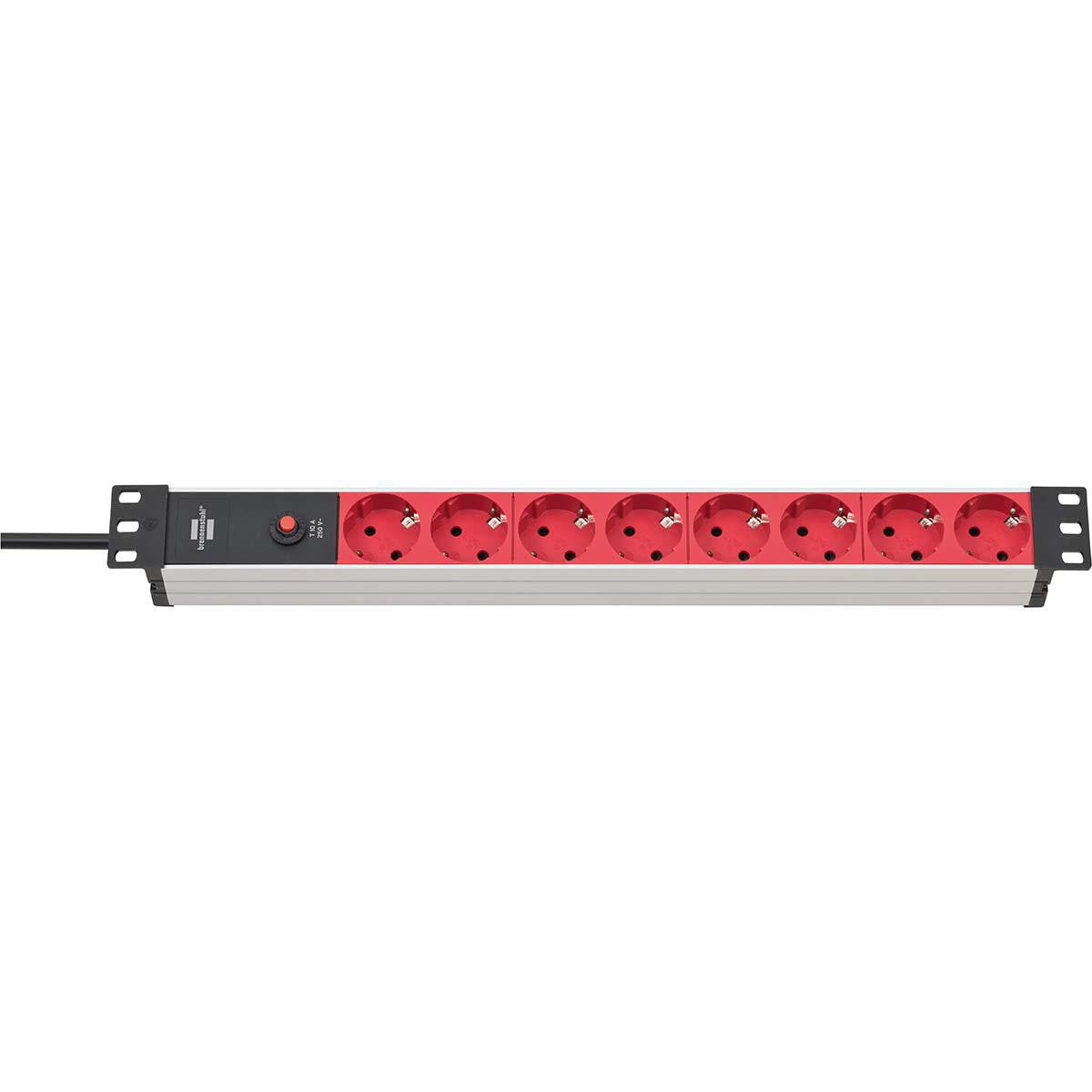 Enchufe de Extensión 2 m Negro/rojo - Schuko Regletas