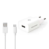 kit de cable microusb de 1m + cargador usb de 2.1@ de color blanco