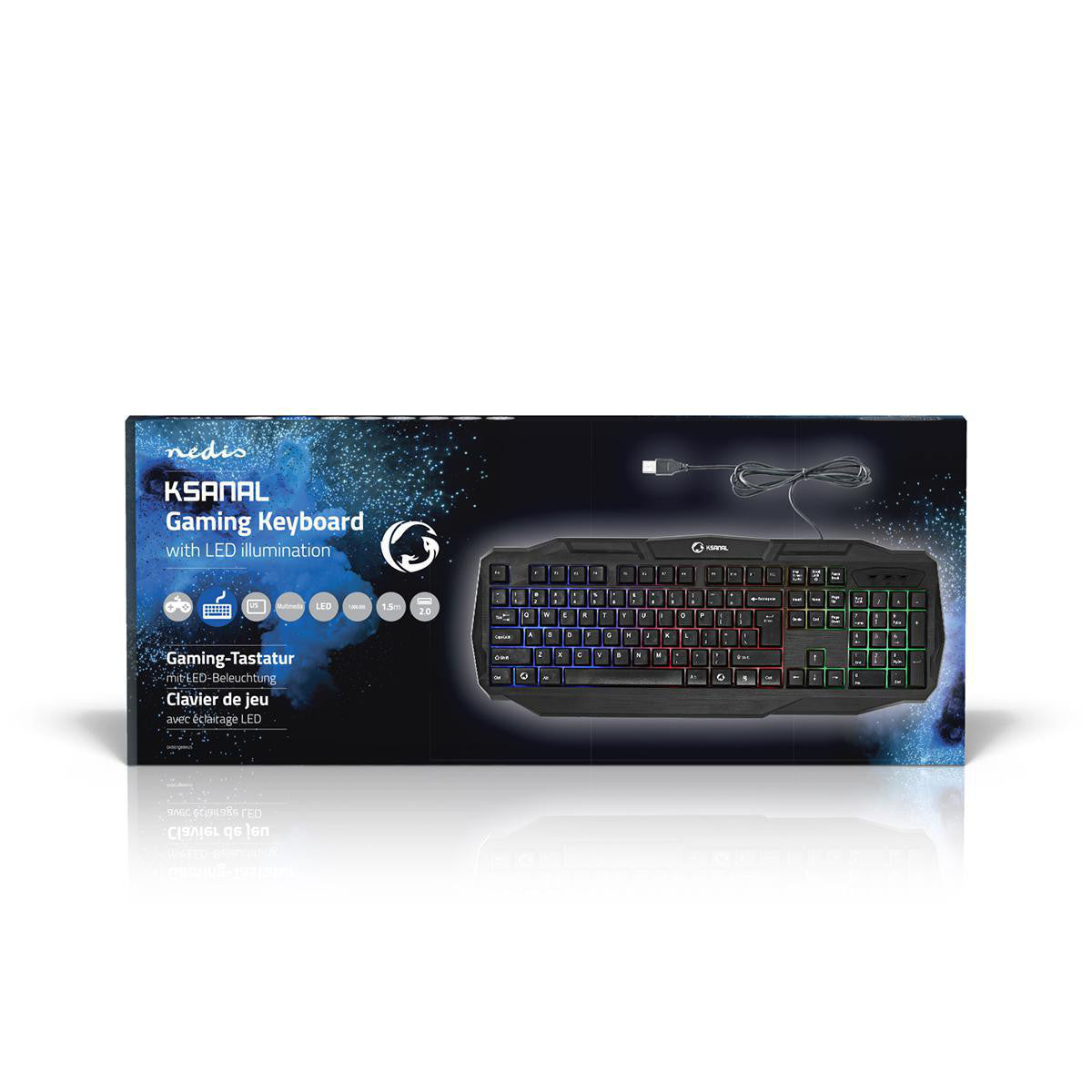 Teclado Para Juegos con Cable | USB 2.0 Distribución Internacional de EE. UU. Negro