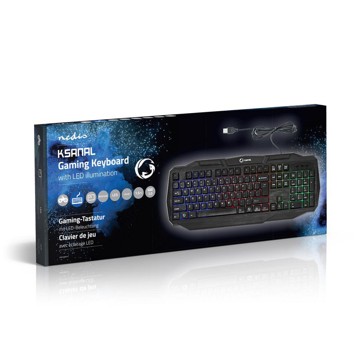 Teclado Para Juegos con Cable | USB 2.0 Distribución Internacional de EE. UU. Negro