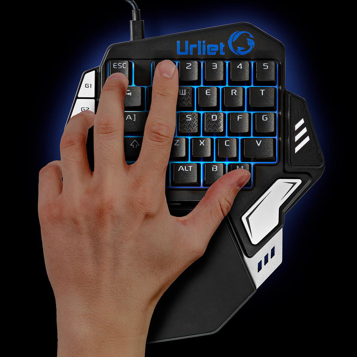 Teclado Para Juegos una Mano | Iluminación RGB 33 Teclas Programables