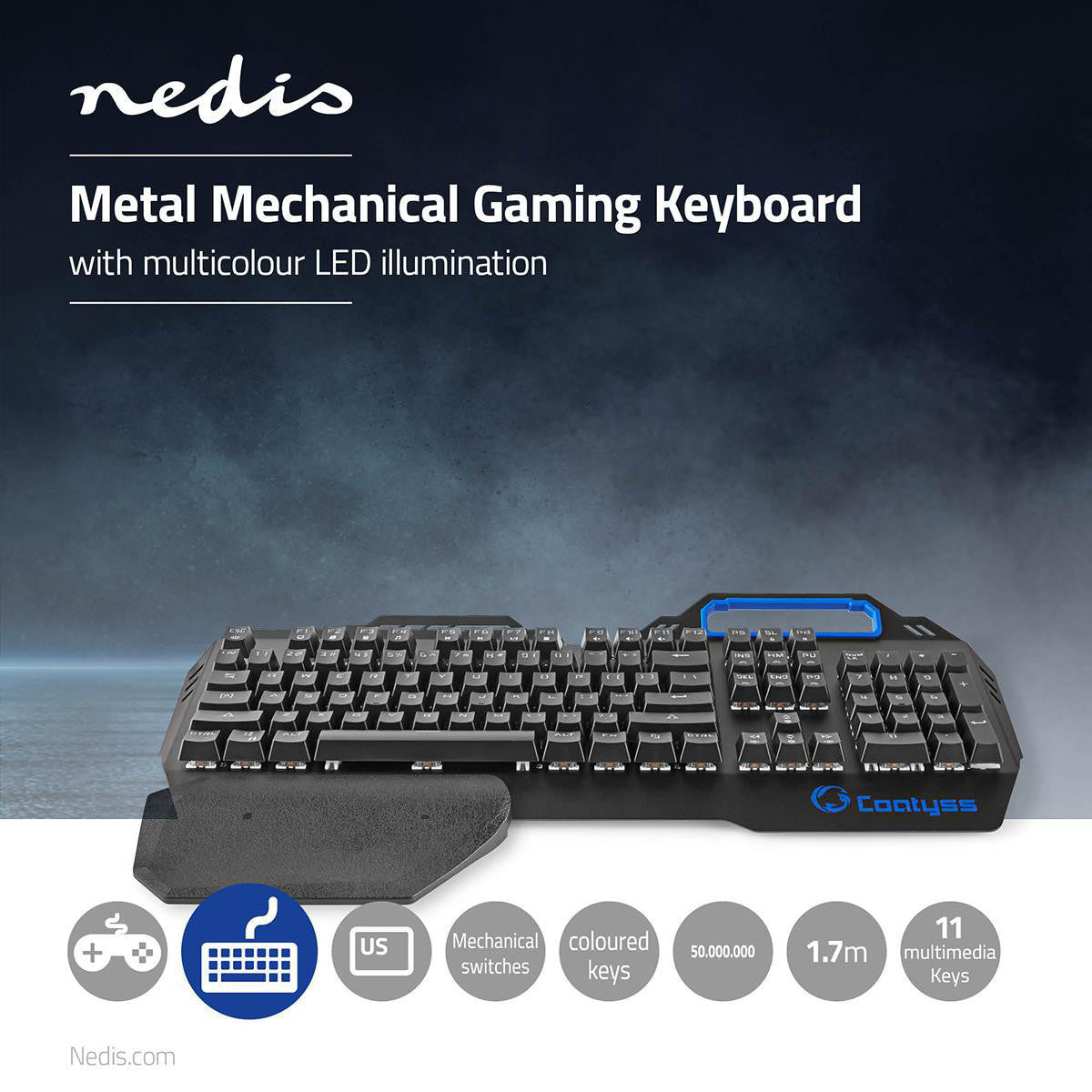 Teclado Mecánico Para Juegos | Iluminación RGB Distribución Internacional de EE. UU. Diseño Metálico Teclados