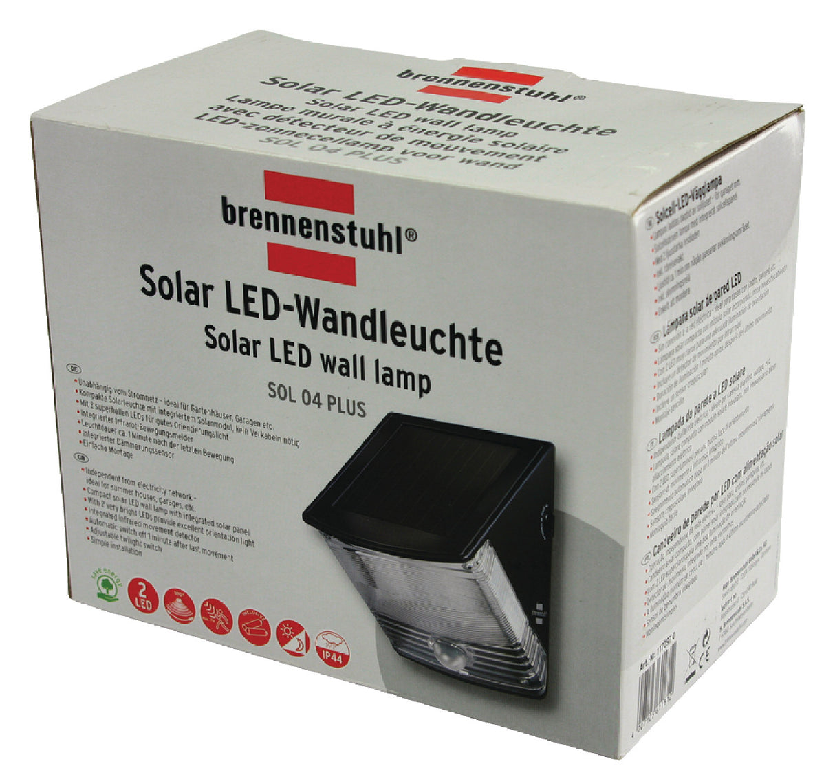 Lámpara LED Solar de Pared con 2 Ip44 Iluminacion