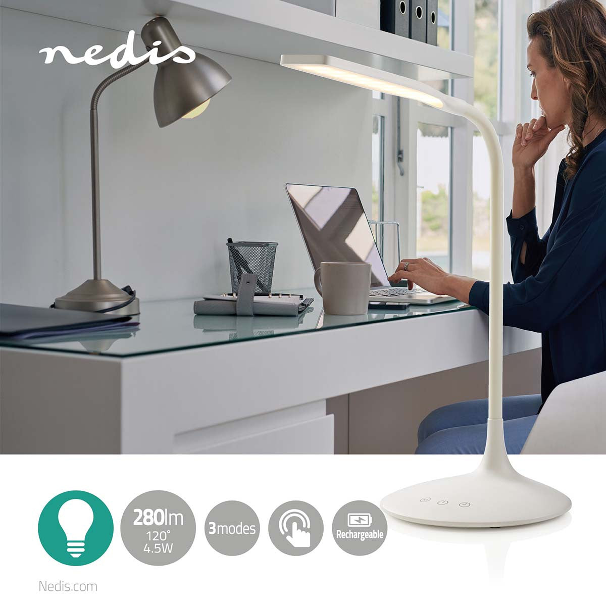 Lámpara de Mesa LED Regulable | Control Táctil con 3 Modos Iluminación Batería Recargable 250 lm